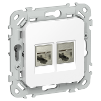 FLITE Розетка 2-местная RJ45/RJ11 категория 5Е/3 STP РКТ5е/3-2-1-ФлБ белый IEK