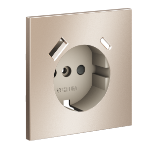 Накладка для розетки с заземлением и защитными шторками, с USB A+C, S70 Metal (платина)