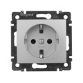 Механизм розетки 1-м СП Valena 16А IP21 230/250В 2P+E с заземл. защ. шторки на винтах алюм. Leg 770121