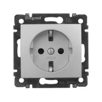 Механизм розетки 1-м СП Valena 16А IP21 230/250В 2P+E с заземл. защ. шторки на винтах алюм. Leg 770121
