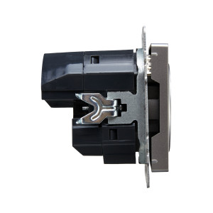 BRITE Розетка 1-местная с заземлением с защитными шторками 16А с USB AC 18Вт РЮш11-1-БрС сталь IEK