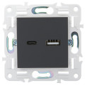 SKANDY Розетка USB A+C 3,1А SK-R14G графит IEK