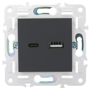 SKANDY Розетка USB A+C 3,1А SK-R14G графит IEK