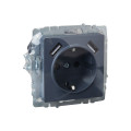 BRITE Розетка 1-местная с заземлением с защитными шторками 16А с USB AA 5В 3,1А РЮш10-2-БрМ маренго IEK