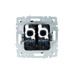 BRITE Розетка компьютерная двойная RJ45 кат.6 РК11-2-БрС сталь IEK