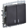 Выключатель 2-кл. СП BRITE ВС10-2-1-БрЧ 10А с индик. механизм черн. IEK BR-V20-1-10-K02