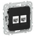 FLITE Розетка 2-местная RJ45/RJ11 категория 6/3 UTP РКТ6/3-2-0-ФлЧ черный IEK