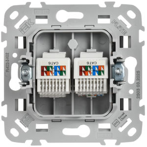 FLITE Розетка 2-местная компьютерная RJ45 категория 6 UTP РК6-2-0-ФлЧ черный IEK