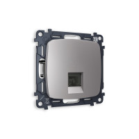 MO512030 Комплект механизма телефонной розетки OMEGA Сталь матовый RJ-114P4C с шторкой QUANT OP5120, VM190 AMBRELLA VOLT