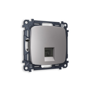 MO512030 Комплект механизма телефонной розетки OMEGA Сталь матовый RJ-114P4C с шторкой QUANT OP5120, VM190 AMBRELLA VOLT