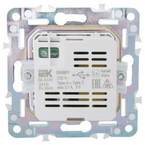 SKANDY Розетка USB A+C 3,1А SK-R14T титан IEK