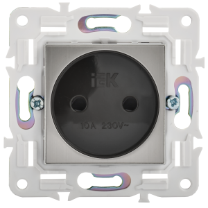 SKANDY Розетка без заземления с защитными шторками 10А SK-R01N металл никель IEK