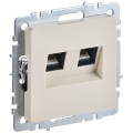 BRITE Розетка компьютерная двойная RJ45 кат.6 РК11-2-БрКр бежевый IEK