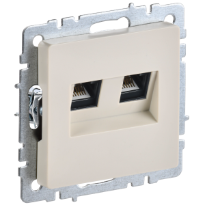 BRITE Розетка компьютерная двойная RJ45 кат.6 РК11-2-БрКр бежевый IEK