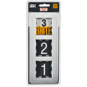 BRITE Рамка 3-местная РУ-3-1-Бр металл алюминий RE AL IEK