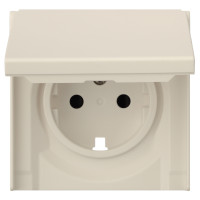 Лицевая панель для розетки 2к+з с крышкой, кремовый сатин (35634 MC)