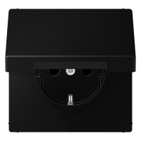 Розетка Jung LS 990, скрытый монтаж, с заземлением, с крышкой, черный матовый, LS1520BFKLSWM