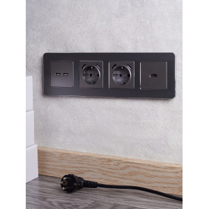 BRITE Розетка USB A+A 5В 3,1А РЮ10-1-БрС сталь IEK