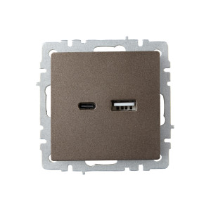 BRITE Розетка USB A+C 18Вт РЮ11-1-БрТБ темная бронза IEK