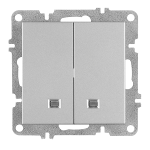 Arvia Electric, L/K Механизм, Выключатель двухклавишный с подсветкой, (серебро)