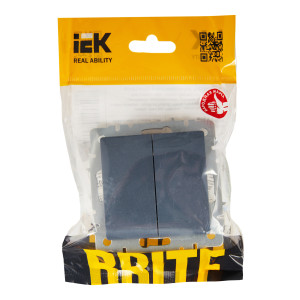 BRITE Выключатель 2-клавишный проходной 10А ВС10-2-6-БрМ маренго IEK