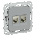 FLITE Розетка 2-местная компьютерная RJ45 категория 5Е STP РК5е-2-1-ФлС серый IEK
