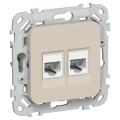 FLITE Розетка 2-местная RJ45/RJ11 категория 5Е/3 UTP РКТ5е/3-2-0-ФлЛ льняной IEK