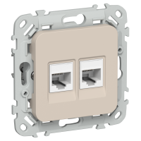 FLITE Розетка 2-местная RJ45/RJ11 категория 5Е/3 UTP РКТ5е/3-2-0-ФлЛ льняной IEK