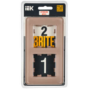 BRITE Рамка 2-местная РУ-2-2-Бр стекло дымчатый RE IEK