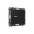 MA811010 Комплект механизма розетки ALFA Черный матовый 2USB AC 20W быстрая зарядка QUANT AP8110, VM177 AMBRELLA VOLT