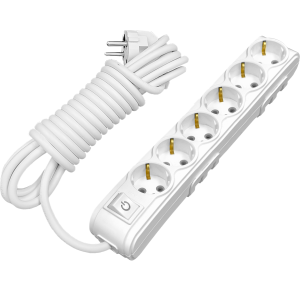 Arvia Electric, MOTTO, Удлинитель 6 гнезд с защитой от детей с/з и выключатель, 5м (белый)