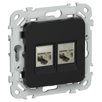 FLITE Розетка 2-местная компьютерная RJ45 категория 6 STP РК6-2-1-ФлЧ черный IEK