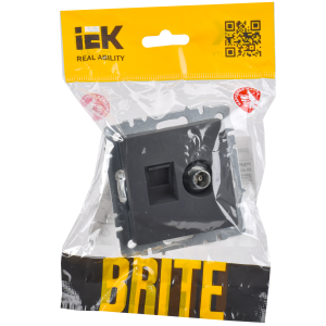 BRITE Розетка двойная TV+RJ45 кат.5E РТВ/РК12-БрГ графит IEK
