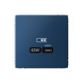 ARTGALLERY USB РОЗЕТКА тип-С 65Вт высокоскор.заряд. QC, PD, механизм, АКВАМАРИН GAL001127