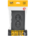 BRITE Розетка 2-местная без заземления без защитных шторок 10А в сборе РС12-2-БрГ графит IEK