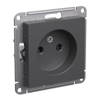 ATLASDESIGN РОЗЕТКА без заземления со шторками, 16А, механизм, БАЗАЛЬТ ATN001449