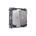 MO504035 Комплект механизма 2-кл проходного выключателя с подсветкой 5600K OMEGA Сталь матовый QUANT OP5040, VM120, G25W AMBRELLA VOLT