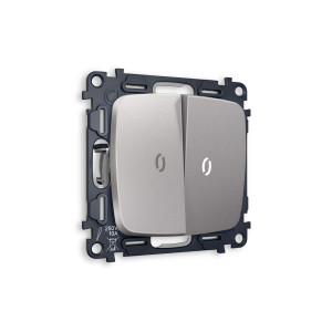 MO504035 Комплект механизма 2-кл проходного выключателя с подсветкой 5600K OMEGA Сталь матовый QUANT OP5040, VM120, G25W AMBRELLA VOLT