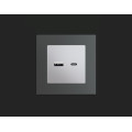 MA411010 Комплект механизма розетки ALFA Серебро глянец 2USB AC 20W быстрая зарядка QUANT AP4110, VM177 AMBRELLA VOLT