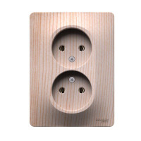 GLOSSA РОЗЕТКА двойная без заземления, 16А, в сборе, СОСНА GSL001520