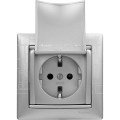 Механизм розетки 1-м СП Valena 16А IP21 с заземл. с крышкой немецк. стандарт на винтах алюм. Leg 770122