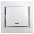 Выключатель одноклавишный Plano 10А IP20 1-102-01 250В с подсветкой белый Intro Б0027597