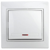 Выключатель одноклавишный Plano 10А IP20 1-102-01 250В с подсветкой белый Intro Б0027597