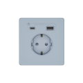 Systeme Infinity, Розетка СУ с ЗК и зар.устр.USB АС 20Вт 250В, 16А, защит.шторки, Стальное небо
