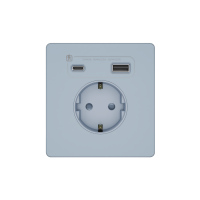 Systeme Infinity, Розетка СУ с ЗК и зар.устр.USB АС 20Вт 250В, 16А, защит.шторки, Стальное небо