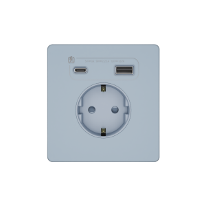 Systeme Infinity, Розетка СУ с ЗК и зар.устр.USB АС 20Вт 250В, 16А, защит.шторки, Стальное небо