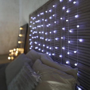 Гирлянда светодиодная Светодиодный Дождь 1.5х1.5м 144LED бел. 12Вт 230В IP20 с насадками шарики свечение с динамикой провод прозр. Neon-Night 235-045