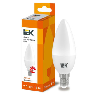 Лампа светодиодная C35 7Вт свеча 3000К E14 230В IEK LLE-C35-7-230-30-E14