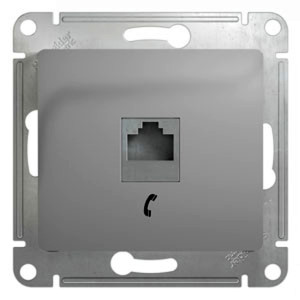 GLOSSA РОЗЕТКА телефонная RJ11, механизм, АЛЮМИНИЙ GSL000381T