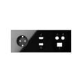 Simon 100 Черный глянец Кит 3 поста, фронт. Накладка на 1 розетку Schuko + 1 розетку TV + 1 розетку RJ45 + 1 розетку HDMI + 1 розетку USB